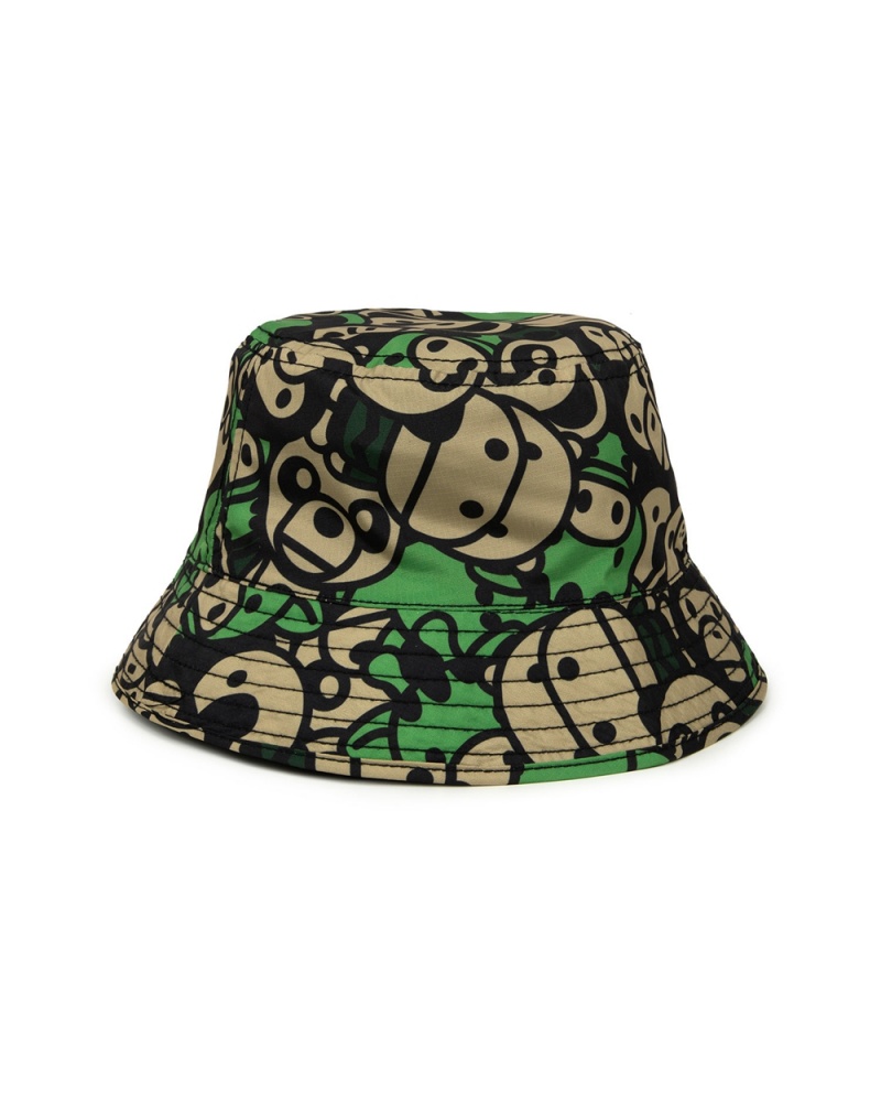 Chapeaux Bape Graphique bucket Vert Kaki Femme | ERY-65644908